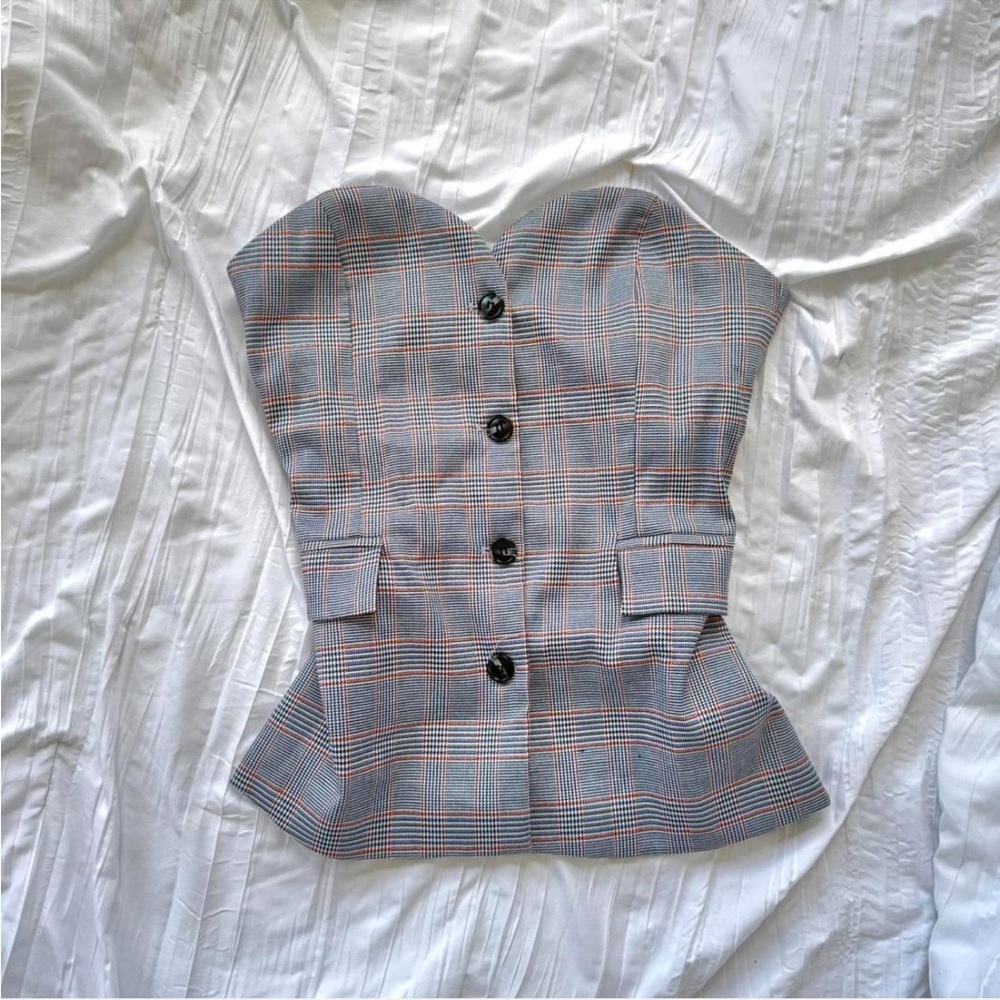 Strapless Plaid Top